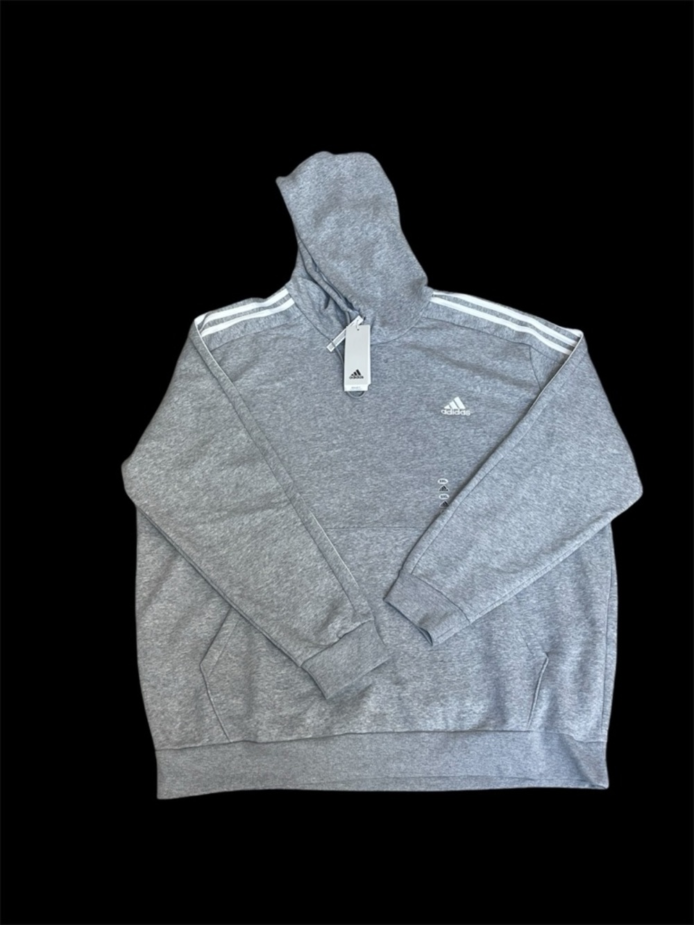 Adidas Essentials 3-Stripes Fleece Hoodie Mens Heather Grey size 3XL New